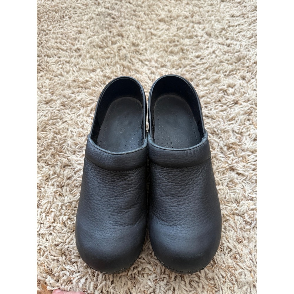 Sanita Original Danish Clogs 38 Black Leather Scandi Workwear Slip On